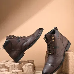 Vellinto Burnoxn Men Round Toe Mid-Top Biker Boots-picture-25