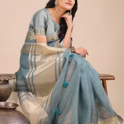 KALINI Zari Weaving Border Organza Saree image 2