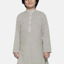 SG YUVRAJ Boys Geometric Embroidered Mandarin Collar Sequinned Straight Kurta-picture-12