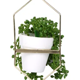 Myntra Elegant Homes White & Yellow Hexagon Shaped Ceramic Planters image 2