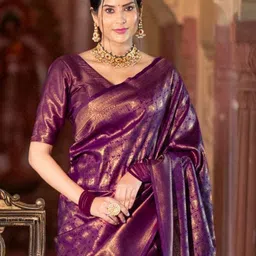 all about you Woven Design Zari Kanjeevaram Saree image 3