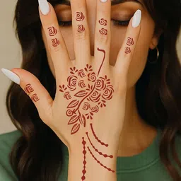 VOORKOMS Combo Mehndi Stencil Sticker With Classic Floral Look For Parties image 3