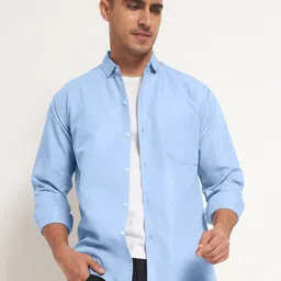 MaverIQ Men Premium Fit Solid Spread Collar Cotton Casual Shirt-picture-15