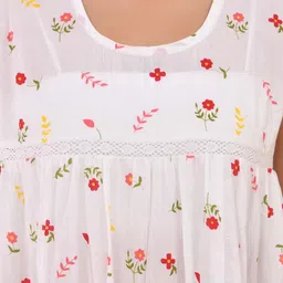 SIDDHO HUM Women Round Neck Floral Print Tiered Cotton A-Line Dress image 4