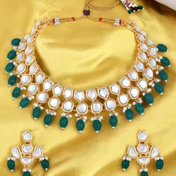 Stefan Gold-Plated Kundan-Studded Jewellery Set-image-8