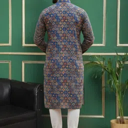 TATTVA Men Ethnic Motifs Printed Regular Sequinned Kurta with Pyjamas image 3