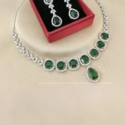 FANCY KF Silver-Plated American Diamond-Studded Jewellery Set image 1