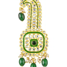 Mahi Men Green Plated Artificial Stones and Beads Alloy Brooch image 5
