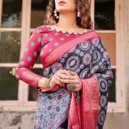 ALMAARI FASHION Ethnic Motifs Woven Design Art Silk Banarasi Saree image 3