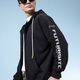 glitchez Printed Terry Front-Open Hooded Oversized Sweatshirt-image-36