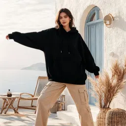 Moda Rapido Women Hooded Oversized Pure Cotton Sweatshirt-picture-20