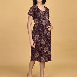 GOLDSTROMS Women Floral Printed Maternity A-Line Dress image 2