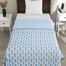 Myntra Elegant Homes Blue 180 GSM Ethnic Motifs Cotton AC Room Single Bed Dohar-picture-25