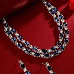 Atasi International Silver-Plated Crystals & American Diamond-Studded Jewellery Set-picture-22