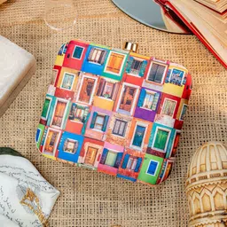 NR By Nidhi Rathi Printed Embellished Box Clutch image 1