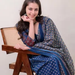 KAUTHAMEE Women Ethnic Motifs Printed Panelled Kurta with Palazzos & With Dupatta image 2