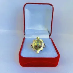 R G MART Unisex Asthadhatu Kachua Shivling 2 Rudraksha Para Brass Gold Plated Ring image 3