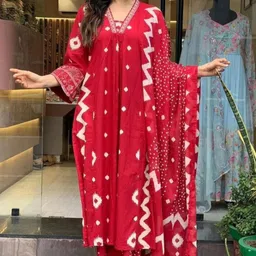 MANOJAVA Women Printed Regular Pure Cotton Kurta with Palazzos & With Dupatta-picture-23