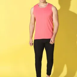 WOOSTRO Pack Of 2 Printed Combed Cotton Gym Vests -VWS26(PLAIN PEACH)(98 BLACK) image 5