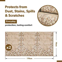 Kuber Industries Brown & White Printed Velvet Sofa Cover image 3