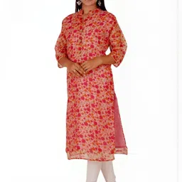 PARTH SY FASHION Women Pink Viscose Rayon Straight Kurtas-image-5
