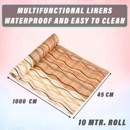 Myntra Elegant Homes Cream-Coloured & Brown Printed Shelf Liner Organiser image 2