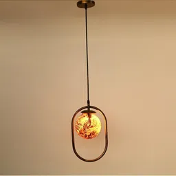 1ST TIME Brown & Gold-Toned Printed Spherical Shaped Metal Hanging Ceiling Lamp image 4
