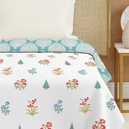 URBAN SPACE White & Red Floral Summer Single Bed Dohar image 5