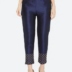 SRISARAS Women Embroidered Straight Fit Mid-Rise Cotton Cropped Trousers-picture-21