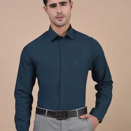 Cantabil Comfort Textured Spread Collar Cotton Regular Fit Formal Shirt-image-47
