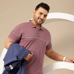 Sztori Plus Size Striped Polo Collar Pure Cotton T-shirt image 1