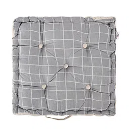 Kuber Industries Grey 2 Pieces Checked Cotton Chair Pads image 3