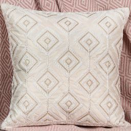 MONKDECOR Cream-Coloured Embroidered Satin Square Cushion Covers-picture-9