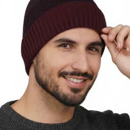 iSWEVEN Unisex Colourblocked Woollen Beanie-picture-25
