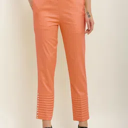 Moda Rapido Women Embellished Relaxed Regular Fit Mid-Rise Cotton Cigarette Trouser-image-75
