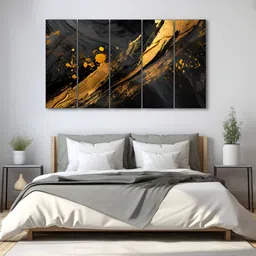 The Castle Decor Black & Gold-Toned 1 Piece Wood Other Wall Paintings-image-81