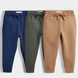 Orange Sugar Unisex Kids Pack Of 3 Pure Cotton Mid-Rise Joggers-picture-38