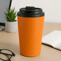 Myntra Elegant Homes Orange Stainless Steel Solid Double Wall Vacuum Water Bottle 350ml-image-0