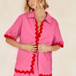 all about you Ruffle Waves Shirt Collar Neck Shirt With Shorts Co-Ords-picture-12