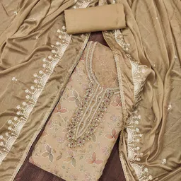 SAINOOR Embroidered Organza Semi-Stitched Dress Material-picture-23