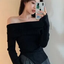 StyleCast x Revolte Women Solid Off-Shoulder Long Sleeves Pullover-image-98