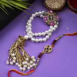 StileAdda Beaded Thread Bhaiya Bhabhi Rakhis with Roli Chawal-picture-18