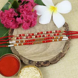 Asthetika Set of 4 Beaded Thread Rakhis with Roli Chawal-picture-30