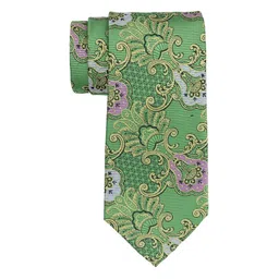 The Tie Hub Men Green & Yellow Woven Design Broad Tie-picture-10