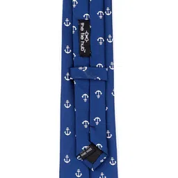 The Tie Hub Men Blue & White Woven Design Broad Tie image 4