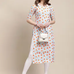 7Threads Women Black & Yellow Pack of 6 Geometric Printed Crepe Kurtas image 3