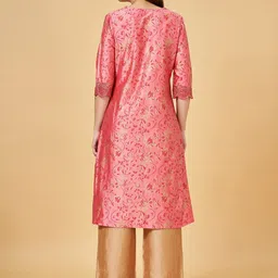 RANGMANCH BY PANTALOONS Floral Printed V-Neck A-Line Kurta image 4