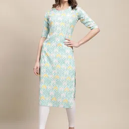 7threads KALINI Women Pack of 6 Geometric Striped Block Print Crepe Kurta image 5