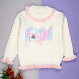 V-Mart Girls Typography Self Design Pullover With Embroidered Detail-picture-16
