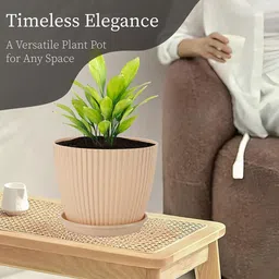 Kuber Industries Beige 2 Pieces Textured Durable Flower Pot Planters image 4